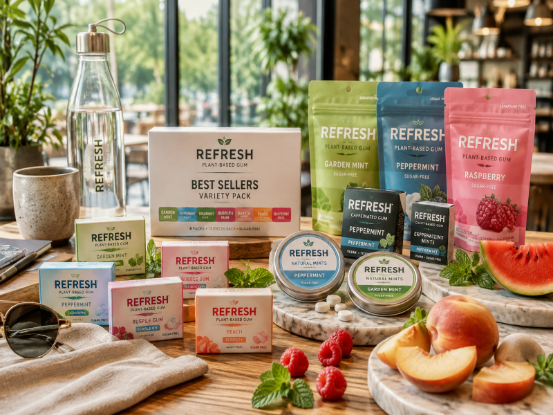 Refresh Gum Review and Complete Product Guide. Natural Plant Based Chewing Gum and Mints for Everyday Freshness.